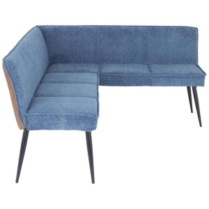 Mid.you Eckbank, Blau, Braun, Metall, Textil, 5-Sitzer, seitenverkehrt montierbar, L-Form, 194x154 cm, Esszimmer, Bänke, Eckbänke