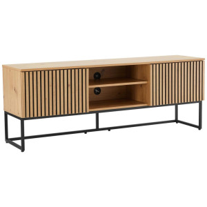 Xora Lowboard Bueno, Eiche Artisan, Metall, Holzwerkstoff, 3 Fächer, 160x60x40 cm, Wohnzimmer, Wohnwände, Lowboards