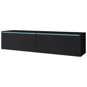 P & B Lowboard D140, Graphit, Kunststoff, 2 Fächer, kaltweiß, 140x30x33 cm, Fsc, stehend, hängend, Beleuchtung, Wohnzimmer, Wohnwände, Lowboards,