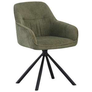 Carryhome Armlehnstuhl, Grün, Schwarz, Metall, Textil, Drehkreuz, 56x83x62 cm, Stoffauswahl, Sitzfläche 360° drehbar, inklusive Armlehnen, Esszimmer,