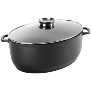 Homeware Profession. Bräter Perfect Cooking, Klar, Schwarz, Edelstahl, Metall, 12 L, oval, 32x13.3x42 cm, Lfgb, backofengeeignet, antihaftbeschichtet,
