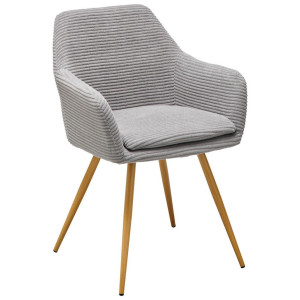 Mid.you Armlehnstuhl Cord, Grau, Metall, Textil, konisch, 57x83x62 cm, Esszimmer, Stühle, Esszimmerstühle, Armlehnenstühle