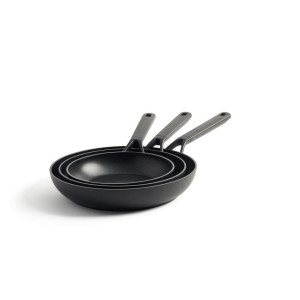 KitchenAid Pfannenset Classic Forged Aluminium, Schwarz, Metall, Kunststoff, 3-teilig, 0 L, rund, Kochen, Pfannen, Pfannensets