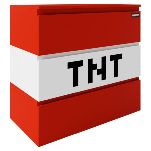 Kommode Minecraft 7760, Rot, Holzwerkstoff, Gaming, 3 Schublade(n) Schubladen, 80x76x41 cm, Beleuchtung, Wohnzimmer, Kommoden & Sideboards, Kommoden