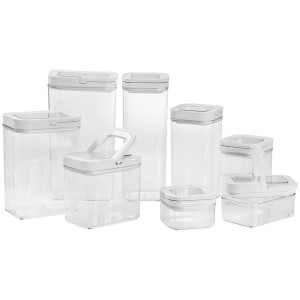 Homeware Profession. Vorratsdosenset, Weiß, Kunststoff, 8-teilig, 0.45 L, Lfgb, lebensmittelecht, stapelbar, Küchenzubehör, Vorratsbehälter,