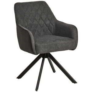 Livetastic Armlehnstuhl, Grau, Holz, Metall, Textil, Pappel, Sperrholz, Drehkreuz, 57x84x63 cm, Sitzfläche 360° drehbar, Esszimmer, Stühle,