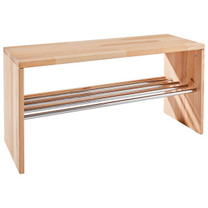 Linea Natura Schuhbank, Buche, Holz, Metall, Kernbuche, 81x40.5x30 cm, Holzmöbel, Garderoben Holz, Garderobenbänke Holz