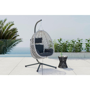 Ambia Garden Hängesessel, Dunkelgrau, Grau, Metall, Kunststoff, Textil, Füllung: Polyester, 95x197x95 cm, Gartenmöbel, Hängesessel