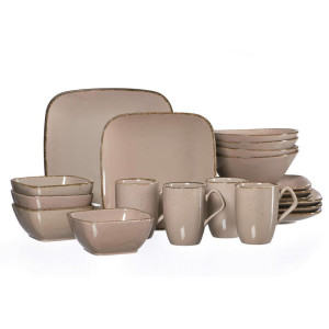 Ritzenhoff Breker Kombiservice Casa, Braun, Keramik, 20-teilig, Uni, 375 ml,625 ml, Lfgb, handbemalt, Essen & Trinken, Geschirr, Geschirr-Sets,