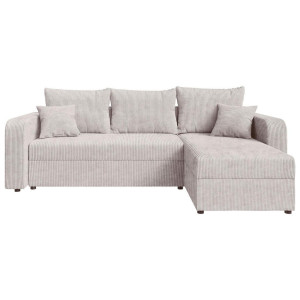 Carryhome Ecksofa, Natur, Kunststoff, 3-Sitzer, Füllung: Schaumstoffflocken,Schaumstoffflocken, Ottomane links, seitenverkehrt montierbar, L-Form,