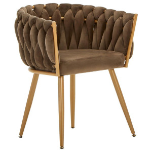 Ambia Home Armlehnstuhl, Braun, Textil, Rundrohr, 60x78x55 cm, Esszimmer, Stühle, Esszimmerstühle, Armlehnenstühle