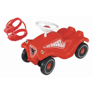 BIG Rutschfahrzeug Bobby Car-Set inkl. Schuhschoner und Flüsterräder, Rot, Schwarz, Weiß, Kunststoff, Metall, 30x38x58 cm, Hupton, Spielzeug,