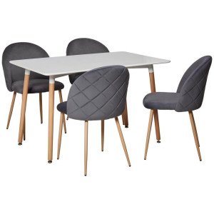 Livetastic Tischgruppe, Grau, Weiß, Buche, Holz, Metall, Textil, Buche, massiv, konisch, 120x51x75 cm, Esszimmer, Tische, Esstische