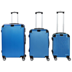 Novel Reisekofferset, Blau, Metall, Kunststoff, Textil, 3-teilig, 30x76x49 cm, Bsci, Zahlenschloss, 360°-Rollensystem, Tragehenkel, Netzfach,