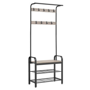 Boxxx Garderobe Vasagle, Grau, Schwarz, Metall, Holzwerkstoff, 72x183x33.7 cm, Garderobe, Garderoben-Sets & Serien, Garderoben-Sets