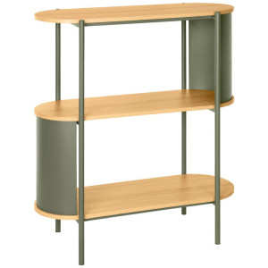 Xora Regal, Grün, Natur, Metall, Holzwerkstoff, 3 Fächer, 80x95x33.8 cm, Wohnzimmer, Regale, Bücherregale