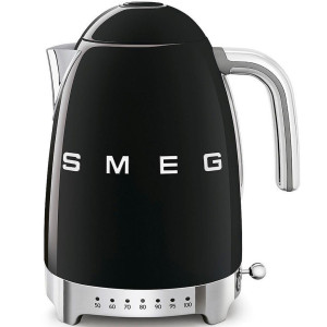 SMEG Wasserkocher 50´s Style, Schwarz, Metall, 1,7 L, 22.3x28x17.1 cm, automatische Abschaltung, 360°-Sockel, Anti-Rutsch-Füße, abgedecktes