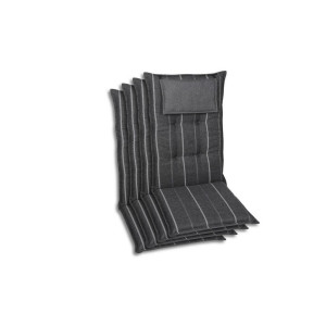 Sesselauflagenset, Anthrazit, Grau, Textil, 4-teilig, Streifen, Füllung: Schaumstoff, Vlies, 50x7x120 cm, Oeko-Tex® Standard 100, pflegeleicht,