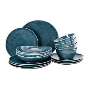 Rosenthal Kombiservice Junto, Blau, Keramik, 16-teilig, 620 ml, 31.7x28.1x32 cm, DIN EN ISO 14001, DIN EN ISO 9001, Essen & Trinken, Geschirr,