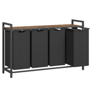 Mid.you Wäschekorb, Braun, Schwarz, Metall, Textil, Holzwerkstoff, 160 L, rechteckig, 116x72x33 cm, zusammenfaltbar, Ordnen & Aufbewahren, Wäschekörbe