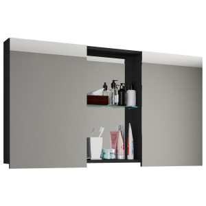 Mid.you Spiegelschrank VCM Budasi, Schwarz, 111x59x12 cm, Badezimmer, Badezimmerspiegel, Spiegelschränke