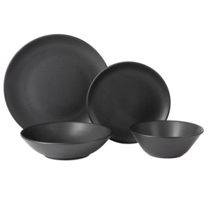 Novel Tafelservice, Schwarz, Keramik, 16-teilig, Abstraktes, lebensmittelecht, Essen & Trinken, Geschirr, Geschirr-Sets, Tafelservice