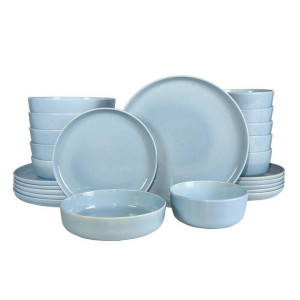 Novel Kombiservice Colori blu, Blau, Keramik, 24-teilig, Uni, 550 ml, Lfgb, lebensmittelecht, Essen & Trinken, Geschirr, Geschirr-Sets, Kombiservice