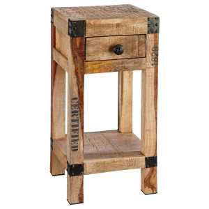Carryhome Beistelltisch, Sheesham, 1 Schublade(n) Schubladen, quadratisch, eckig, 30x60x30 cm, Holzmöbel, Holztische, Beistelltische Holz