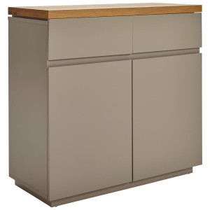 Mid.you Schuhschrank, Grau, Eiche, Holzwerkstoff, furniert, 2 Fächer, 86x85x40 cm, Garderobe, Schuhaufbewahrung, Schuhschränke