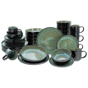 Creatable Kombiservice, Grün, Keramik, 30-teilig, 350 ml, lebensmittelecht, Essen & Trinken, Geschirr, Geschirr-Sets, Kombiservice