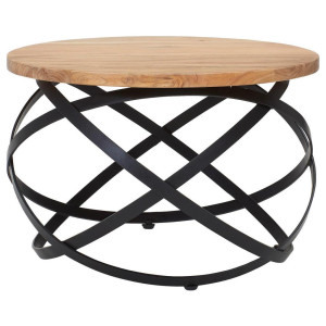 Mid.you Couchtisch, Schwarz, Akazie, Holz, Metall, Akazie, vollmassiv, Holz, rund, rund, 60x40x60 cm, rostfrei, Wohnzimmer, Wohnzimmertische,
