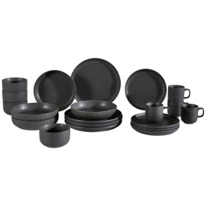 Novel Kombiservice Timeless, Schwarz, Keramik, 20-teilig, 240 ml,240 ml,430 ml, Lfgb, Essen & Trinken, Geschirr, Geschirr-Sets, Kombiservice