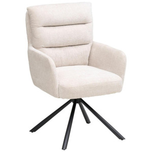 Mid.you Armlehnstuhl, Schwarz, Beige, Metall, Textil, Rundrohr, 57x95x65 cm, Sitzfläche 180° drehbar, Esszimmer, Stühle, Esszimmerstühle,