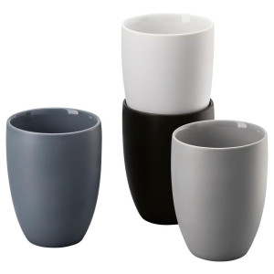 Rosenthal Tassenset, Blau, Grau, Schwarz, Weiß, Keramik, 4-teilig, 300 ml, 11 cm, Kaffee & Tee, Tassen, Kaffeetassen-Sets