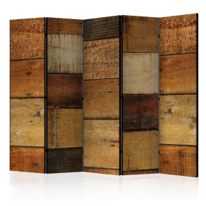 artgeist Paravent, Braun, Cognac, Holz, Textil, Kiefer, massiv, Holzoptik, 225x172x3 cm, Motiv auf Vorderseite, Wohnzimmer, Raumteiler & Paravents,