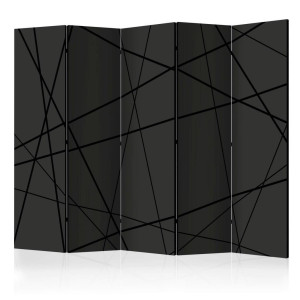 artgeist Paravent, Anthrazit, Schwarz, Holz, Textil, Kiefer, massiv, geometrisch, 225x172x3 cm, Motiv auf Vorderseite, Wohnzimmer, Raumteiler &