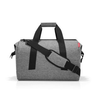 Reisenthel Reisetasche Allrounder L twist silver, Grau, Textil, 48x39.5x29 cm, gepolsterter Boden, Innensteckfächer, Tragehenkel, verstellbarer