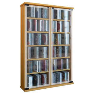 Mid.you Cd-Regal, Buche, Glas, Holzwerkstoff, 10 Fächer, 60x92x18 cm, Wohnzimmer, Regale, CD & DVD-Regale