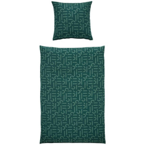Esprit Wendebettwäsche E-Scatter Big, Grün, Dunkelgrün, Textil, Schriftzug, 135x200 cm, Oeko-Tex® Standard 100, hautfreundlich, angenehm wärmend,