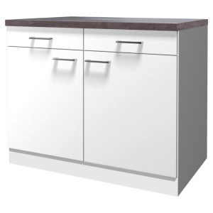 FlexWell Küchenunterschrank, Weiß, Holzwerkstoff, 1 Fächer, 2 Schublade(n) Schubladen, einzeln stellbar, 100x85x57 cm, Made in Germany, individuell