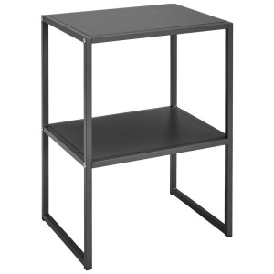 Beistelltisch, Dunkelgrau, Metall, Holzwerkstoff, rechteckig, U-Form, 33x60x43 cm, Wohnzimmer, Wohnzimmertische, Beistelltische, Beistelltische Metall