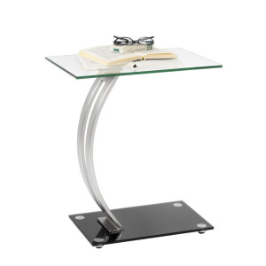 Xora Beistelltisch, Klar, Schwarz, Silber, Metall, Glas, rechteckig, eckig, Bodenplatte, 45.7x54.6x30.5 cm, Wohnzimmer, Wohnzimmertische,