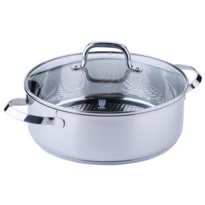 Chefkoch+Fackelmann Servierpfanne Rosenheim, Edelstahl, Metall, rund, backofengeeignet, Kochen, Pfannen, Servierpfannen