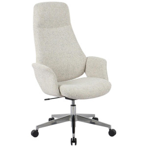 Novel Drehstuhl, Chrom, Beige, Metall, Textil, Drehkreuz, 65x117-126x67.5 cm, Sitzfläche 360° drehbar, Arbeitszimmer, Bürostühle, Drehstühle