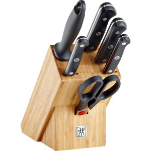 Messerblock Zwilling® Gourmet, Braun, Schwarz, Silber, Holz, Metall, Kunststoff, 7-teilig, Bambus, Kochen, Küchenmesser, Messersets