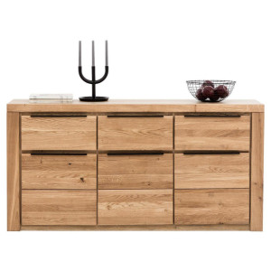 Carryhome Sideboard, Eiche, Holz, Holzwerkstoff, Eiche, teilmassiv, 3 Schublade(n) Schubladen, 160x80x40 cm, Typenauswahl, Beimöbel erhältlich,