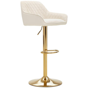Livetastic Barhocker, Creme, Gold, Metall, Textil, Füllung: Schaumstoff, Drehteller, 53.5x108x53 cm, Sitzfläche 360° drehbar, inklusive Armlehnen,