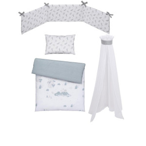 Patinio Gitterbettset Kleiner Drache, Grau, Textil, 4-teilig, Drache, Füllung: Polyester, 100x135 cm, Oeko-Tex® Standard 100, Wendedesign,