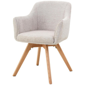Livetastic Armlehnstuhl, Creme, Holz, Metall, Textil, Eiche, Pappel, massiv, Sperrholz, U-Form, 61x85.5x63.5 cm, Sitzfläche 360° drehbar, Esszimmer,