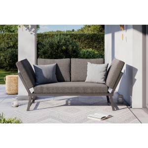 Ambia Garden Gartenbank, Grau, Metall, 220x163x68 cm, Gartenmöbel, Gartenbänke